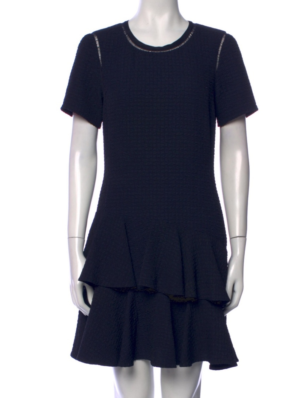Rebecca Taylor Black Tiered Ruffle Short-Sleeve Dress